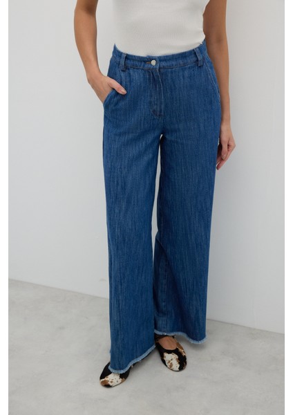 Geniş Paça Denim Pantolon Indigo Y2552006_043 indirimleri