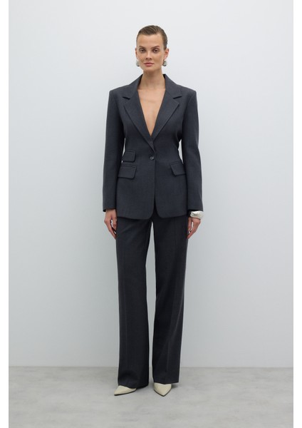 Tek Düğmeli Yün Blazer Ceket Koyu Gri K2616021_058 indirimleri