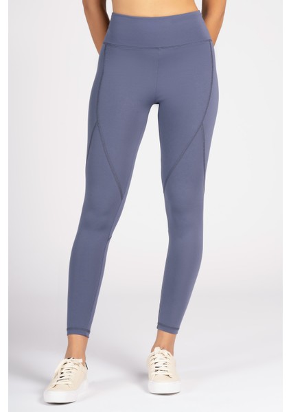 Gri Yüksek Bel Arka Cepli Toprlayıcı Kadın Spor Taytı