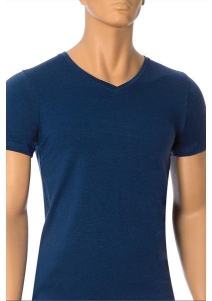 Erkek T-Shirt V Yaka Modal (%47 Modal - %47 Pamuk - %6 Elastan)