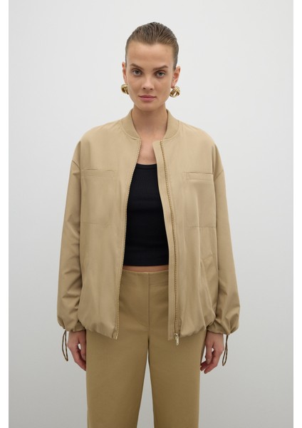 Ribana Yakalı Cepli Mont Bej K2617522_024