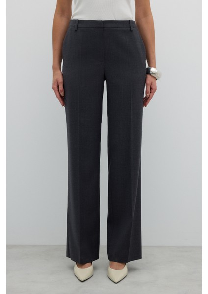 Düz Paça Yün Pantolon Koyu Gri K2612043_058 modelleri