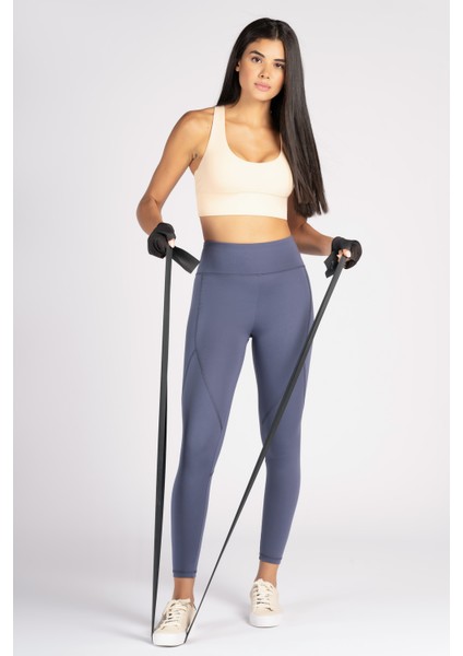 Gri Yüksek Bel Arka Cepli Toprlayıcı Kadın Spor Taytı fırsatları