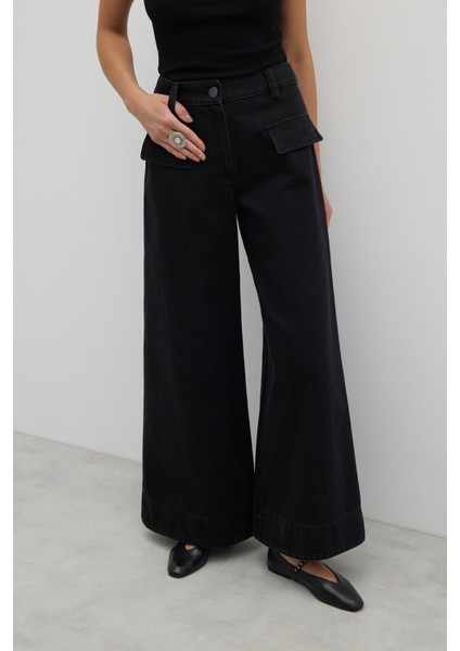 Süs Cepli Geniş Paça Denim Siyah K2612035_001 indirimleri