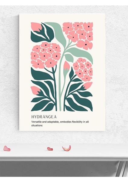 Hydrangea, Ortanca Çiçeği Karakteri, Minimal Sanatsal Poster - Afiş - Dekorasyon