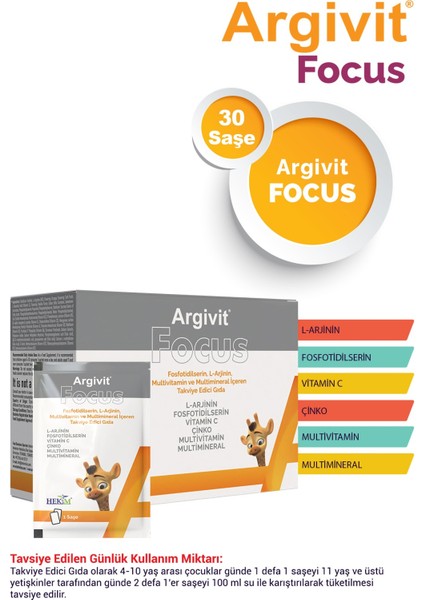 Focus L-Arjinin, Fosfotidilserin, Multivitamin ve Multimineral 30 saşe