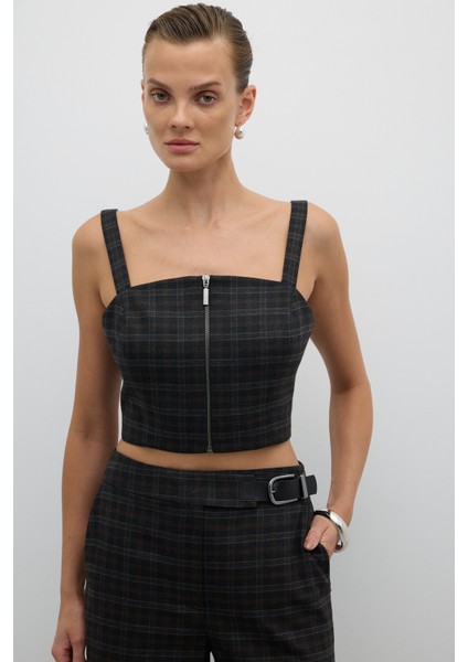 Önü Metal Fermuarlı Büstiyer Antrasit K2614001_046