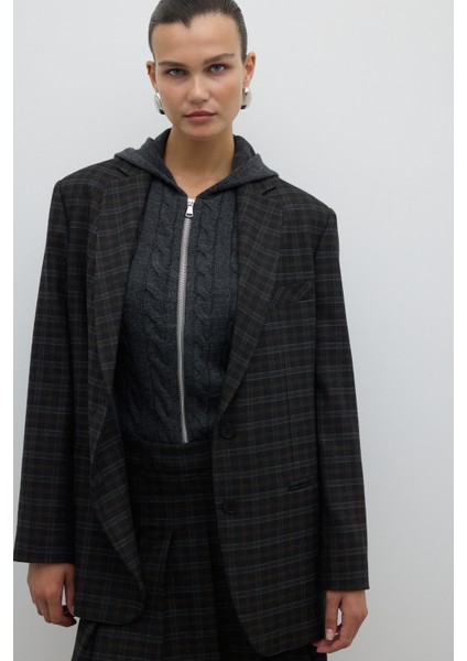 Çift Düğmeli Blazer Ceket Antrasit K2616011_046