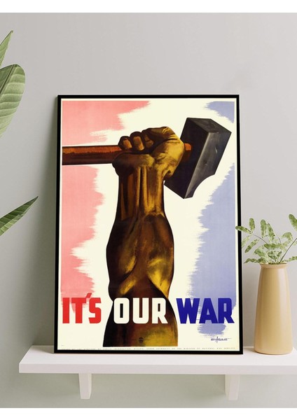 Our War, Bizim Savaşımız, Propaganda Vintage Çerçeveli Tablo - Çerçeveli Poster