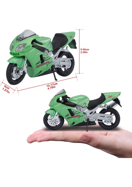 1:18 Kawasaki Ninja ZX-12R Model Motor Metalik Yeşil 31300 modelleri