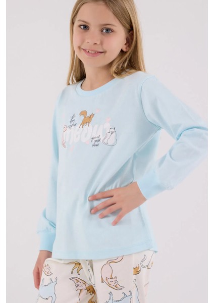 Kız Çocuk Pijama Takım 2-15 Yaş Mavi modelleri