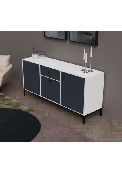 Nara Konsol Çok Amaçlı Dolap Beyaz&antrasit