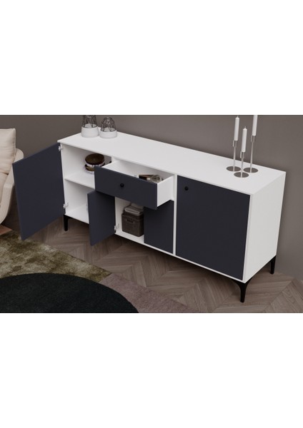 Nara Konsol Çok Amaçlı Dolap Beyaz&antrasit modelleri