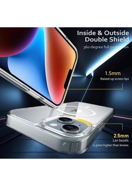 Iphone 15 Plus Uyumlu Sararmaz Sert Şeffaf Magsafe Özellikli Kılıf modelleri