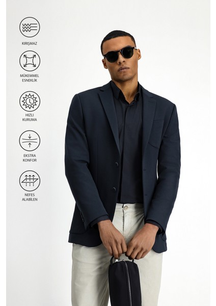 Techno-Line Super Slim Fit Ekstra Dar Kesim Likralı Ceket
