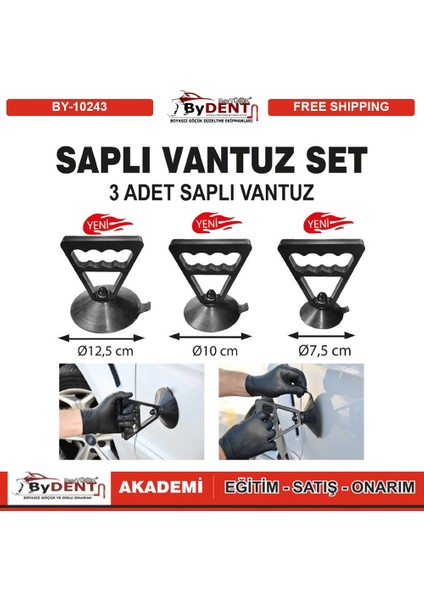Pdr Boyasız Göçük Düzeltme Saplı Vantuz 3 Lü Set