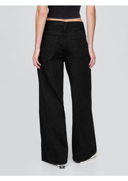 Kadın Siyah Mid Rise Ultrasoft Baggy Jean Pantolon modelleri