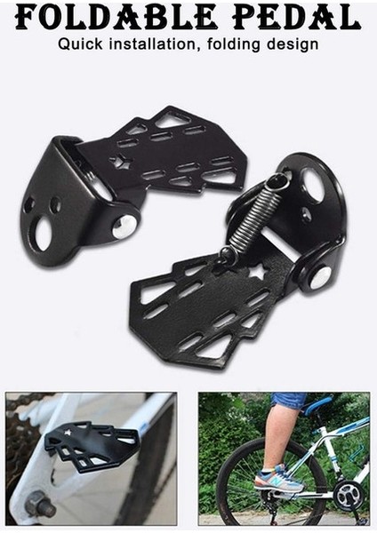 Evrensel Bisiklet Için 2 Adet Arka Pedal Ayaklık Çelik Aks Kaymaz (Siyah) (Yurt Dışından) indirimleri