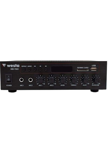 Westa WM-750U 80 Watt 100V-70V Mini 4-16 Ohm USB-SD-Bluetooth 2 Mikrofon Girişli Trafolu Anfi fiyatları