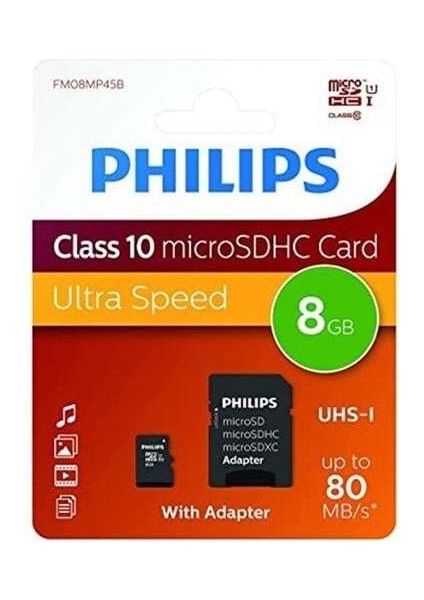 FM08MP45B/00 8gb CLASS10 Uhs-I U1 Tf Adaptörlü Micro Sdhc Hafıza Kartı