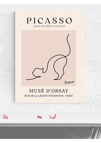 Picasso Cat, Kedi Çizimi, Kübist Sanat Sanatsal Poster - Afiş - Dekoratif Duvar Poster