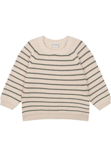 Haki Çizgili Triko Kazak