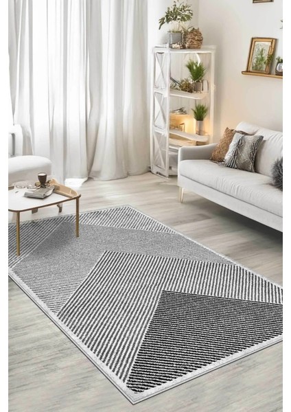 Dijital Yıkanabilir Kaymaz Gri Antrasit Salon Halısı Mutfak Halısı Yolluk Balkon Halısı DC-5091