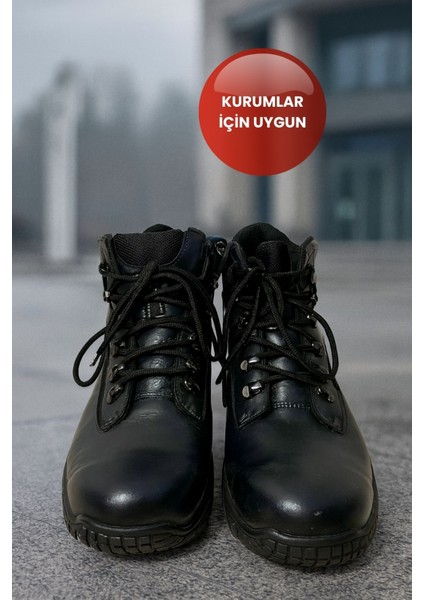 Siyah Deri Güvenlik Botu – Yeni Yasa Tipi | Özel ve Kamu Kurumlarına Uyumlu fiyatları