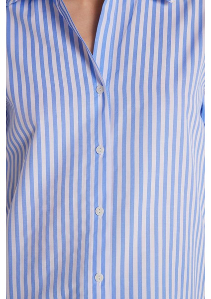 Kadın Slim Fit Dar Kesim Uzun Kollu Çizgili Gömlek modelleri
