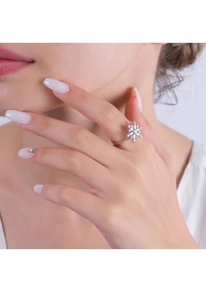 0.49 Karat Pırlanta Yüzük, Kar Tanesi Figürlü, Gerçek Pırlanta, Sertifikalı Mücevher fiyatları