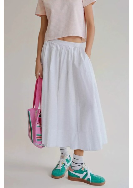 Kadın A-Form Fit Maxi Etek White