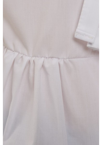 Kadın Önü Fiyonklu Pamuklu Bluz White