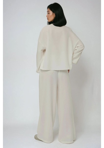 Kadın Geniş Paça Rahat Kesim Pantolon White fırsatları