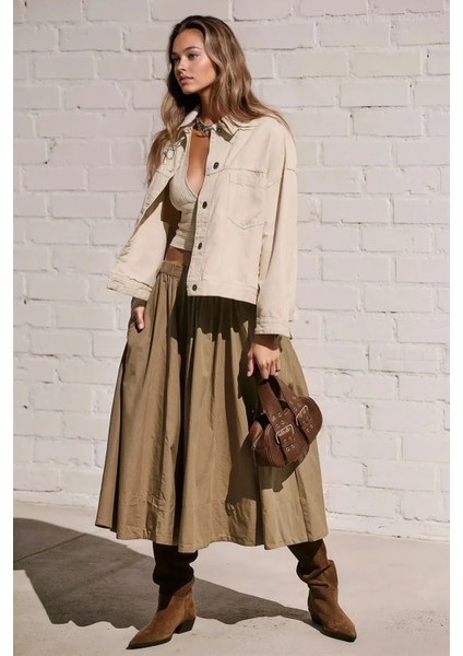 Kadın A-Form Fit Maxi Etek Kunduz Kahverengisi