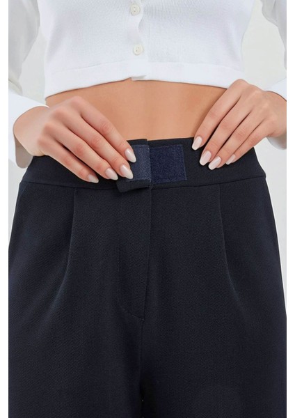 Kadın Yüksek Bel Likralı Cırt Kapamalı Krep Palazzo Pantolon Blue fiyatları