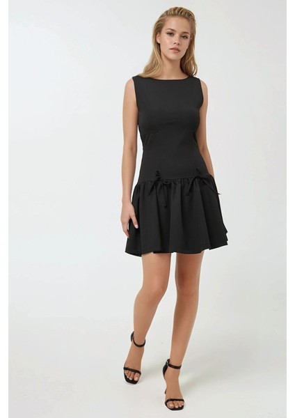 Kadın Fiyonk Detaylı Fitted Mini Dress Black fiyatları