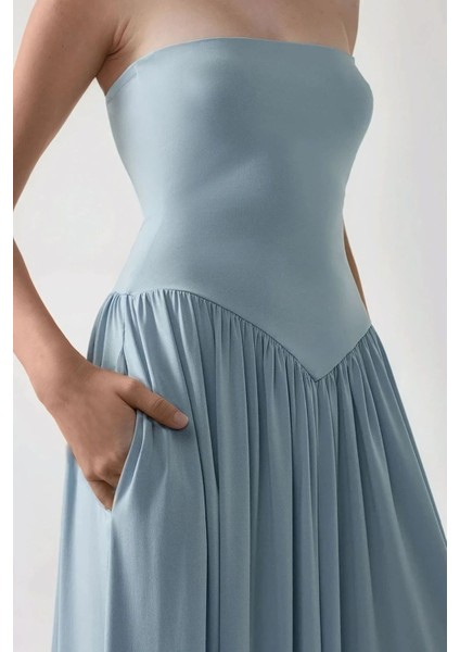 Kadın Sofie Straplez Vücuda Oturan Sandy Maxi Elbise Bebek Mavisi indirimleri