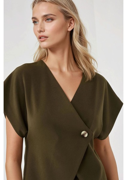 Kadın Fitted V Yaka Yelek Green indirimleri