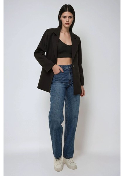 Kadın Leopar Astarlı Blazer Ceket Siyah modelleri