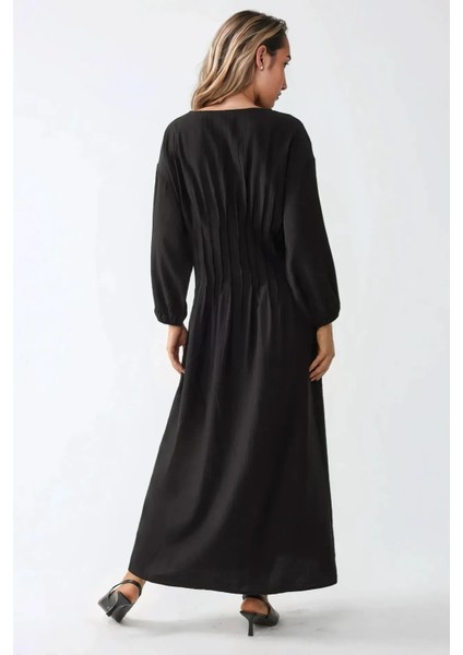 Kadın Uzun Kollu Bisiklet Yaka Modest Elbise Black indirimleri