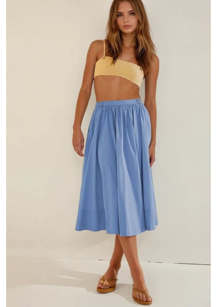 Kadın A-Form Fit Maxi Etek Blue