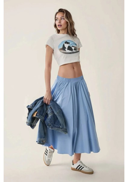 Kadın A-Form Fit Maxi Etek Blue indirimleri