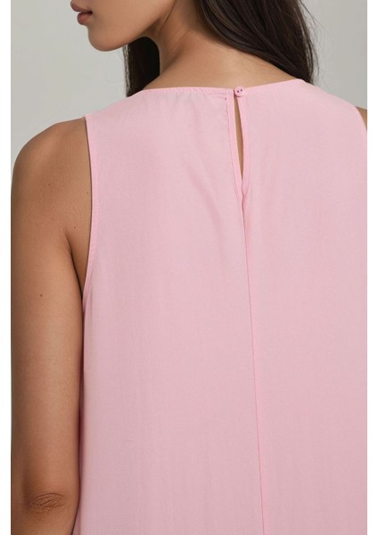 Kadın Mixray Collection Bisiklet yaka, kolsuz A-Form Maxi Elbise Karanfil Pembesi fırsatları