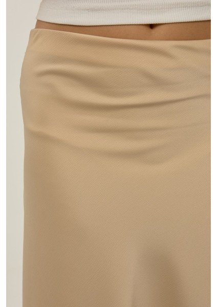 Kadın Premium Maxi Boy Saten Etek Natural indirimleri