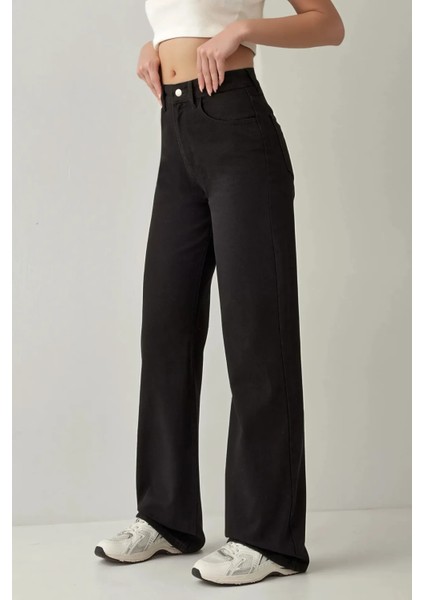 Kadın Straight Fit Denim Pantolon Siyah