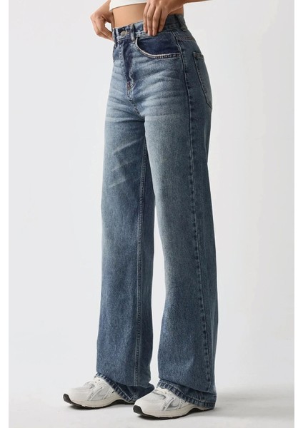Kadın Straight Fit Denim Pantolon Denim