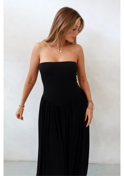 Kadın Sofie Straplez Vücuda Oturan Sandy Maxi Elbise Black