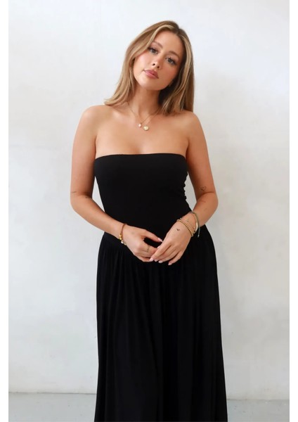 Kadın Sofie Straplez Vücuda Oturan Sandy Maxi Elbise Black modelleri