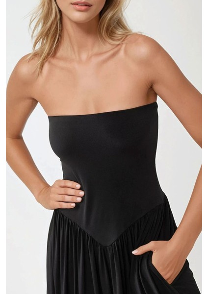 Kadın Sofie Straplez Vücuda Oturan Sandy Maxi Elbise Black indirimleri