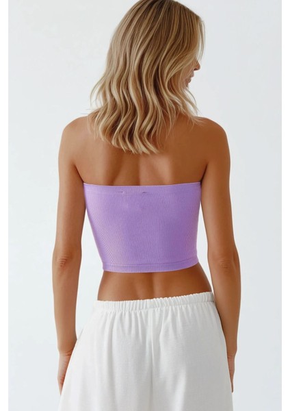Kadın Slim Fit Straplez Kısa Üst Purple fiyatları